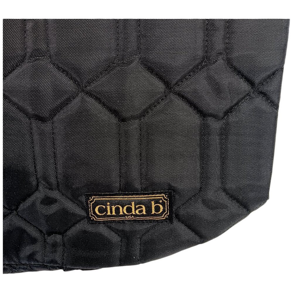 CINDA B-Jet Set Black Essentials Tote-Purse-Shoulder Bag-Quilted Pattern - Picture 4 of 12